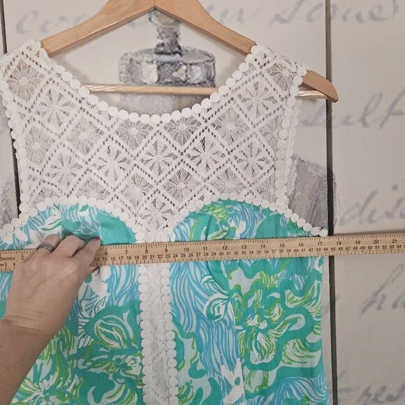 NWT Lilly Pulitzer Sofia Shift Dress Size 10 Lagoon Green Wave Rider Lace - Picture 8 of 9